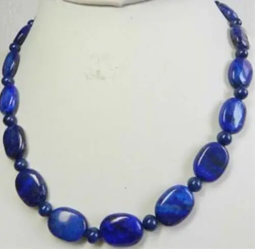 

Jewelr 004910 Natural 13x18mm Oval Lapis Lazuli Beads Necklace 18''