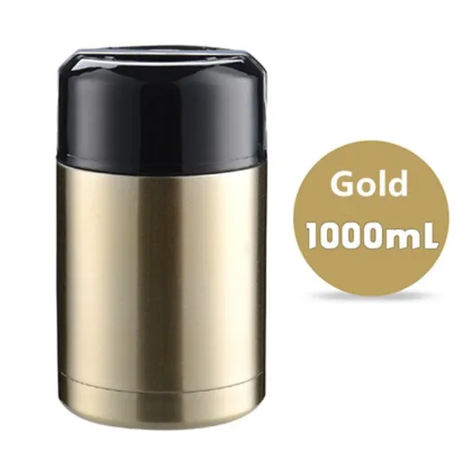 1000ml Gold Большой объем, 600 мл/800 мл/1000 мл, термос, Ланч-бокс, портативный контейнер из нержавеющей стали для еды, супа, термосы, Термокружка - Цвет: 1000ml Gold