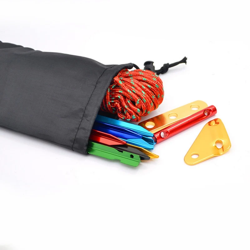 

Camping Hiking Gadget Pouch Durable Tent Stake Bag Tent Pegs Nails Stake Enhanced Drawstring Closure Storage Bag