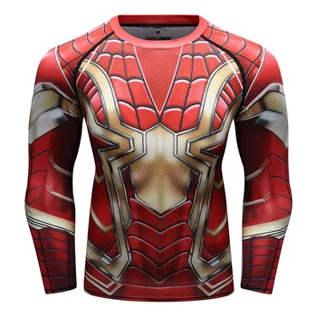 

2019 New spider venom 3D printing T-shirt men's compression shirt long-sleeved Crossfit shirt T-shirt Gyms fitness T-shirt rashg