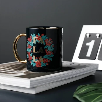 

2019 new style Nordic Ceramic Cup Golden Mark Cups Coffee Cup Household Large-capacity Thickened Water mugs teacup