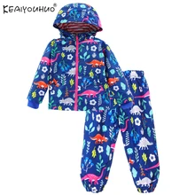 Keaiyouhuo Весенняя одежда для детей Наборы для ухода за кожей Повседневное детские спортивные костюмы с длинными рукавами с персонажами из мультфильмов комплекты одежды для маленьких мальчиков с капюшоном плащ
