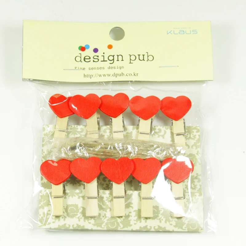 

10 Pcs Red Colored Mini Love Heart Wooden Office Supplies Craft Memo Clips DIY Clothes Paper Photo Peg Decoration