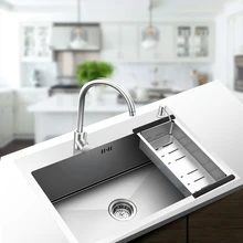 Утолщение кухни емкость для моющего средства с одним баком 304 из нержавеющей стали мойка для бассейна с одним баком и большой одной чашей