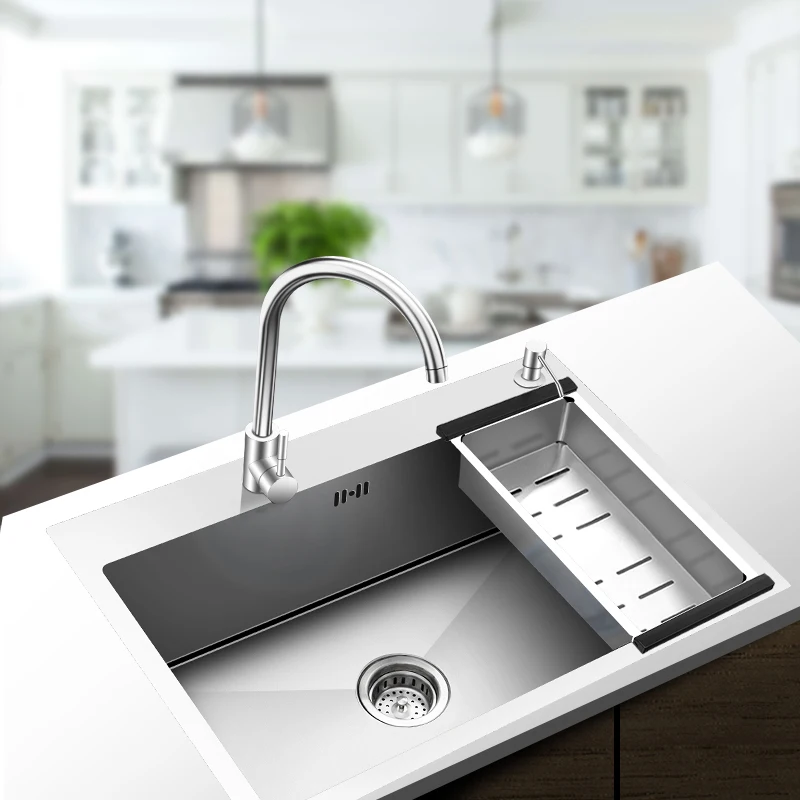 

Thickening of Kitchen Washing Pot with Single Tank 304 Stainless Steel Washing Pool with Single Tank and Large Single bowl