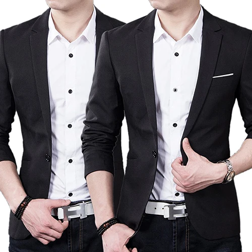 Men 'S Solid Color Step Collar Slim Blazer Formal Business Wear One Button Suit Men 'S Solid Color Step Collar Slim Blazer Formal Business Wear One Button Suit