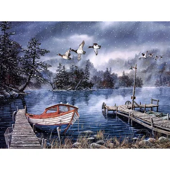 

DIY 5D Diamond Embroidery Square/Round Diamond Snow Forest Lake Picture Rhinestones Diamond Painting Cross Stitch