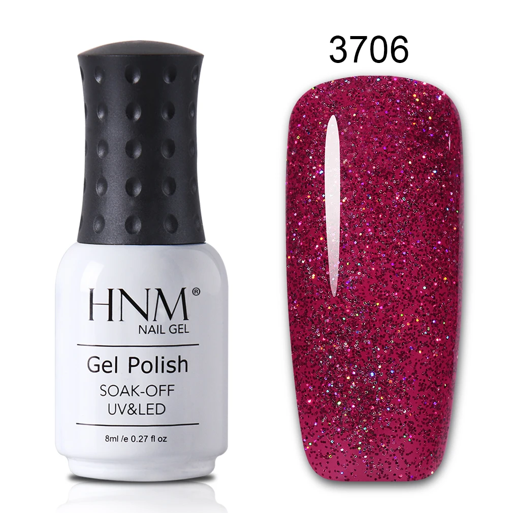 HNM 8 мл Блестящий УФ лак для ногтей неоновый полуперманентный лак для ногтей штамповка эмалированная краска гель лак основа грунтовка - Цвет: 3706