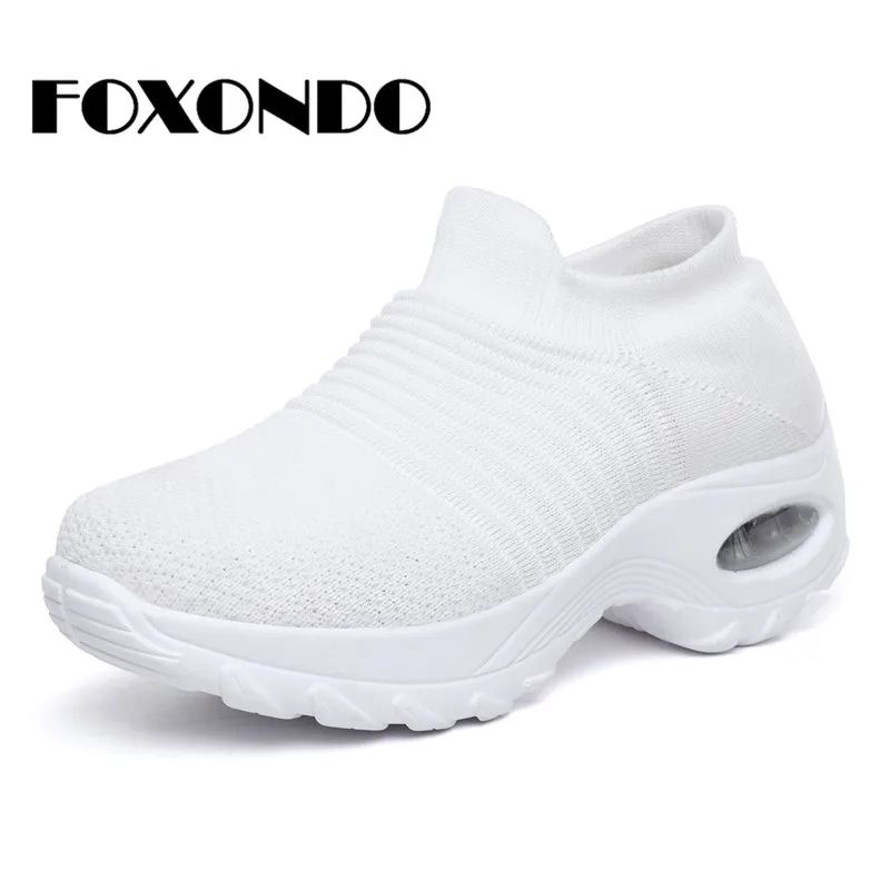 Foxondo 2019 Весенняя Новинка Для женщин спортивная обувь на плоской подошве слипоны