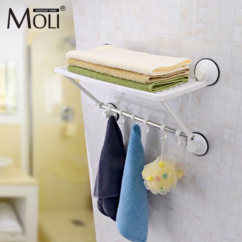Free shipping single layer towel racks with hooks plastic towel holder wall powerful suction cup bathroom towel shelf free shipping single layer towel racks with hooks plastic towel holder wall powerful suction cup bathroom towel shelf