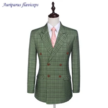 Новое поступление, куртка, твидовый смокинг для жениха, Glen клетчатый Мужской Блейзер, двубортный мужской костюм на заказ, куртка, 1 шт
