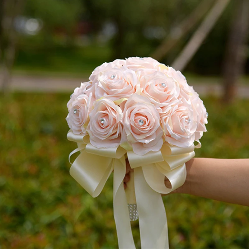 Real Touch Artificial Rose Flowers Silk Wedding Bouquets Bridal Bouquet With Ribbon Bridesmaid Holding Decoration Rustic Real Touch Artificial Rose Flowers Silk Wedding Bouquets Bridal Bouquet With Ribbon Bridesmaid Holding Decoration Rustic