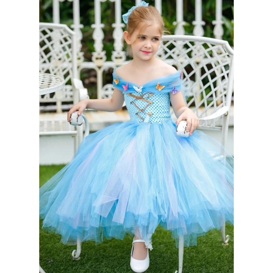 

Princess Cinderella Baby Girl Tulle Tutu Dress Layered Butterfly Gauze Party Wedding Flower Dresses for Christmas Carnival Party