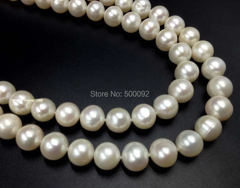 AA 20-2" 2 ряда 11 мм белый пресноводный жемчуг ожерелье