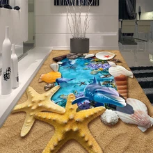 Высокое качество на заказ 3D Пол Настенные обои ПВХ самоклеющиеся пляж отверстие океан подводный мир фото пол стикер съемный
