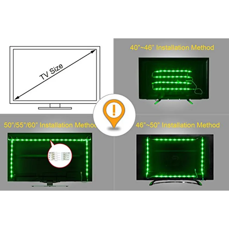 Smart светодиодный полосы света для 40-60in ТВ, USB светодиодный ТВ Подсветка комплект с дистанционным-16 Цвет 5050 светодиодный косого освещения для