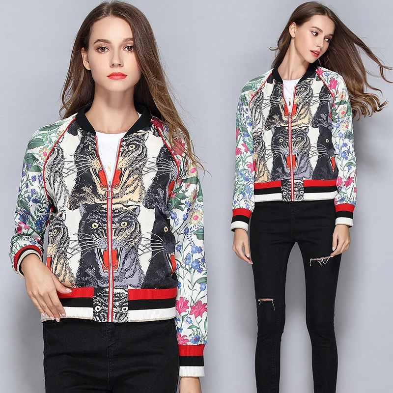 Подиумные дизайнерские женские куртки, Осенние Мультяшные тигры ...