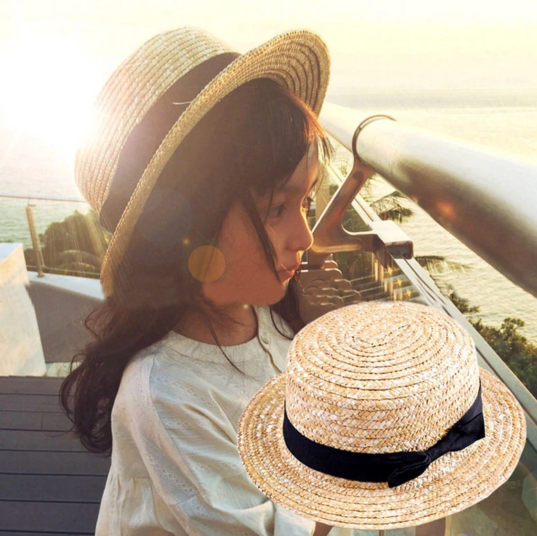 Sombrero de paja con lazo para niños y niñas,sombrero de p Sombrero de paja con lazo para niños y niñas,sombrero de p