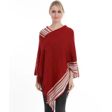 New Arrive Fashion Women Poncho Tassel Sweater Plaid Stripe Pulloer Kintted Women Sweaters And Pullovers 