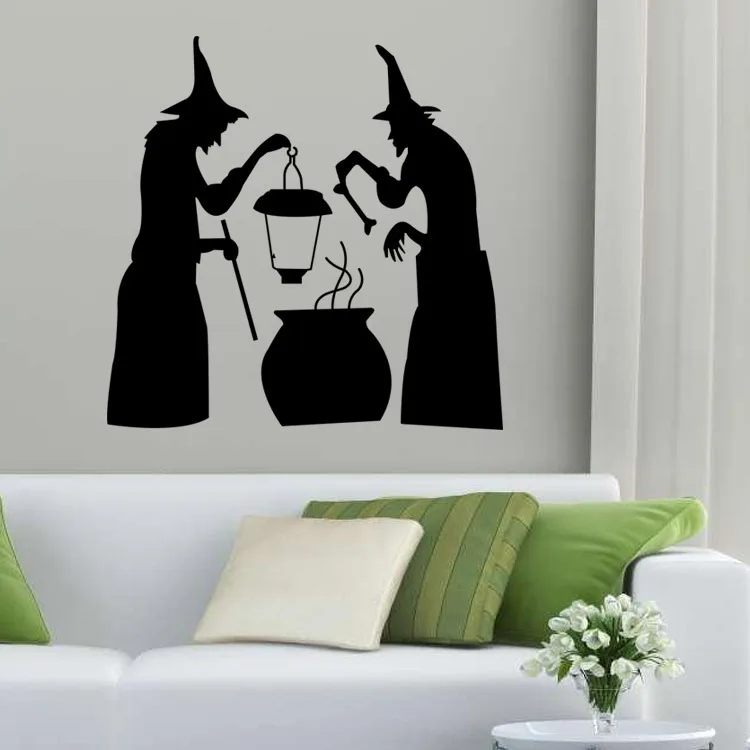Halloween Creative Wall Stickers Black Witch Halloween Party Decor Wall