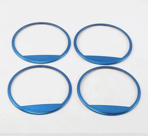 Для hyundai Kona Encino Kauai Автомобильный Дверной стильный Стик аудио говорящая звуковая крышка кольцо Круглый Светильник отделка Литье 4 шт - Название цвета: Синий