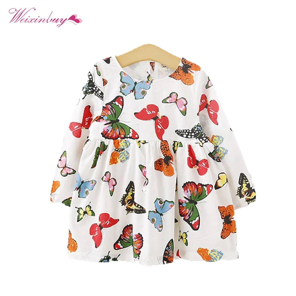 

Baby Girls Dresses Clothing Baby Tunic Dress Toddler Girl Long Sleeve Butterfly Outfits 2-6 years