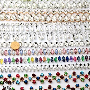 

SINUAN Rhinestone Chain Sew-On Strass Cristal Tape Decorative Glass Stones 9style Multi-Colored Rhinestone For Clothes Crafts