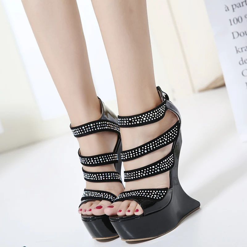 

2017 New Pumps For Women Strange High Heels Rhinestone Decorated Peep Toe Women Pumps Summer Ladies Shoes For Party