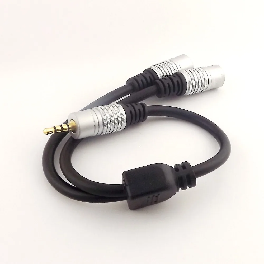 10pcs 3 5mm Male 4 Pole Stereo to 2xFemale Headphone Splitter Audio Aux Cord Cable 1ft