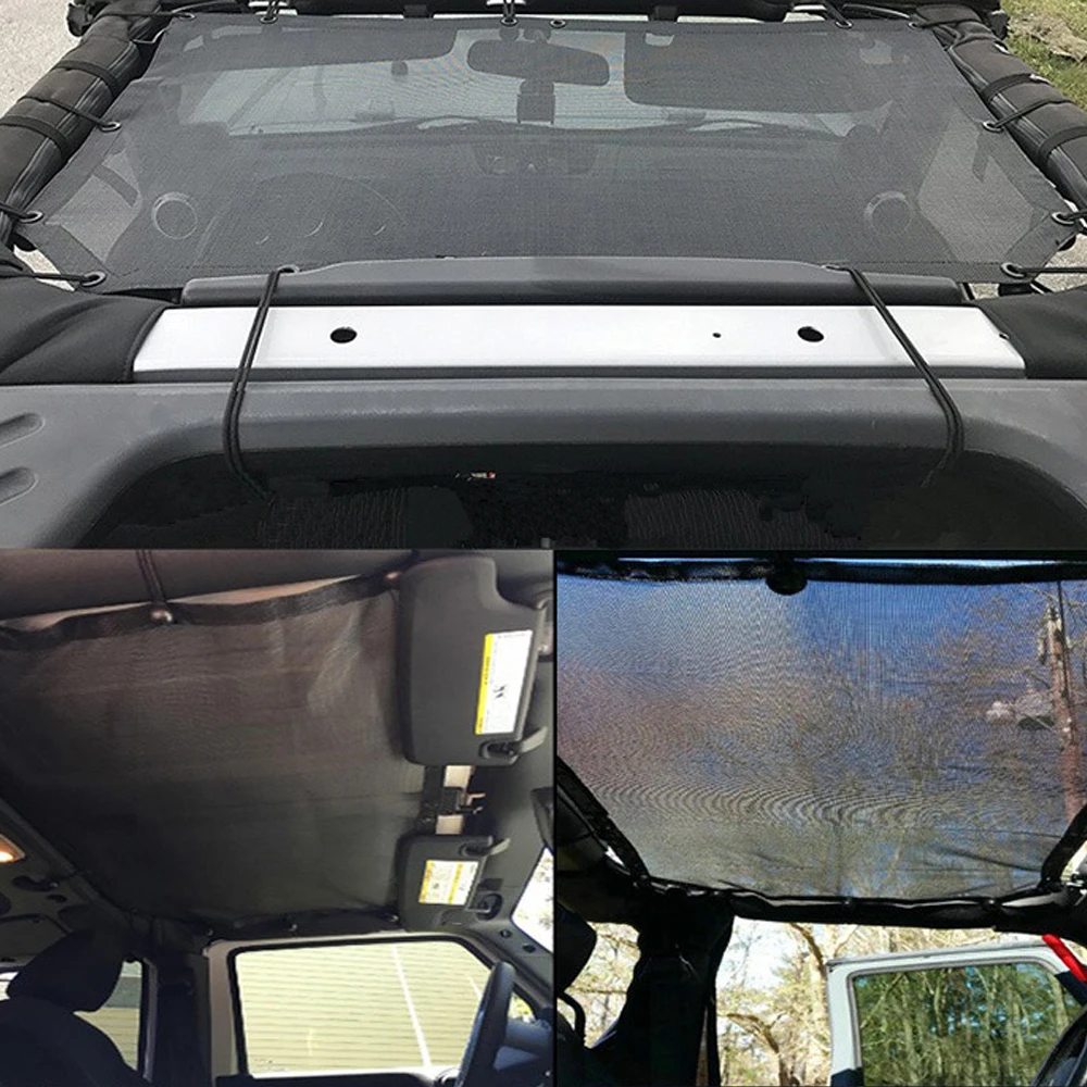 Авто аксессуары для укладки автомобиля для крыши, Солнцезащитный сетчатый для Jeep Wrangler 4 двери 07-17 верхняя крышка Анти УФ лучи полиэфирный козырек от солнца