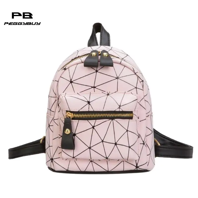 

Women Backpacks Geometric Print Leather Mini Backpack Fashion Female Girl Daily Travel Back Pack mochilas feminina bagpack 2019