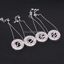 5 шт. ZYZ182-8544 в темноте серебристого цвета Алфавит ювелирные изделия регулируемый проложить настройки CZ Кристалл Письмо браслет для Для женщин