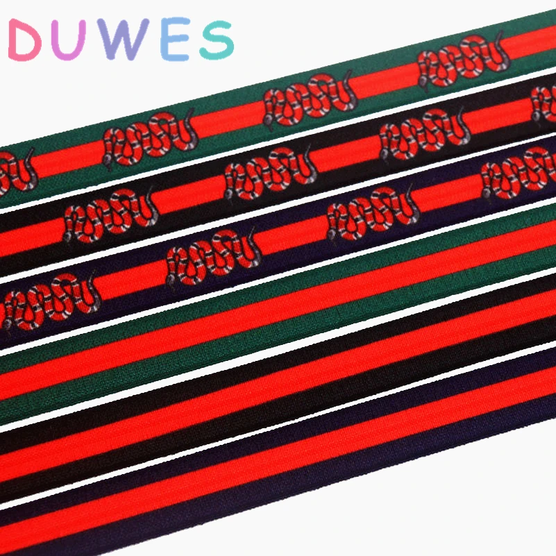 

DUWES 5/8'' 50yards printed Fold Elastic FOE stretch ribbon hairbow headwear headband DIY D971