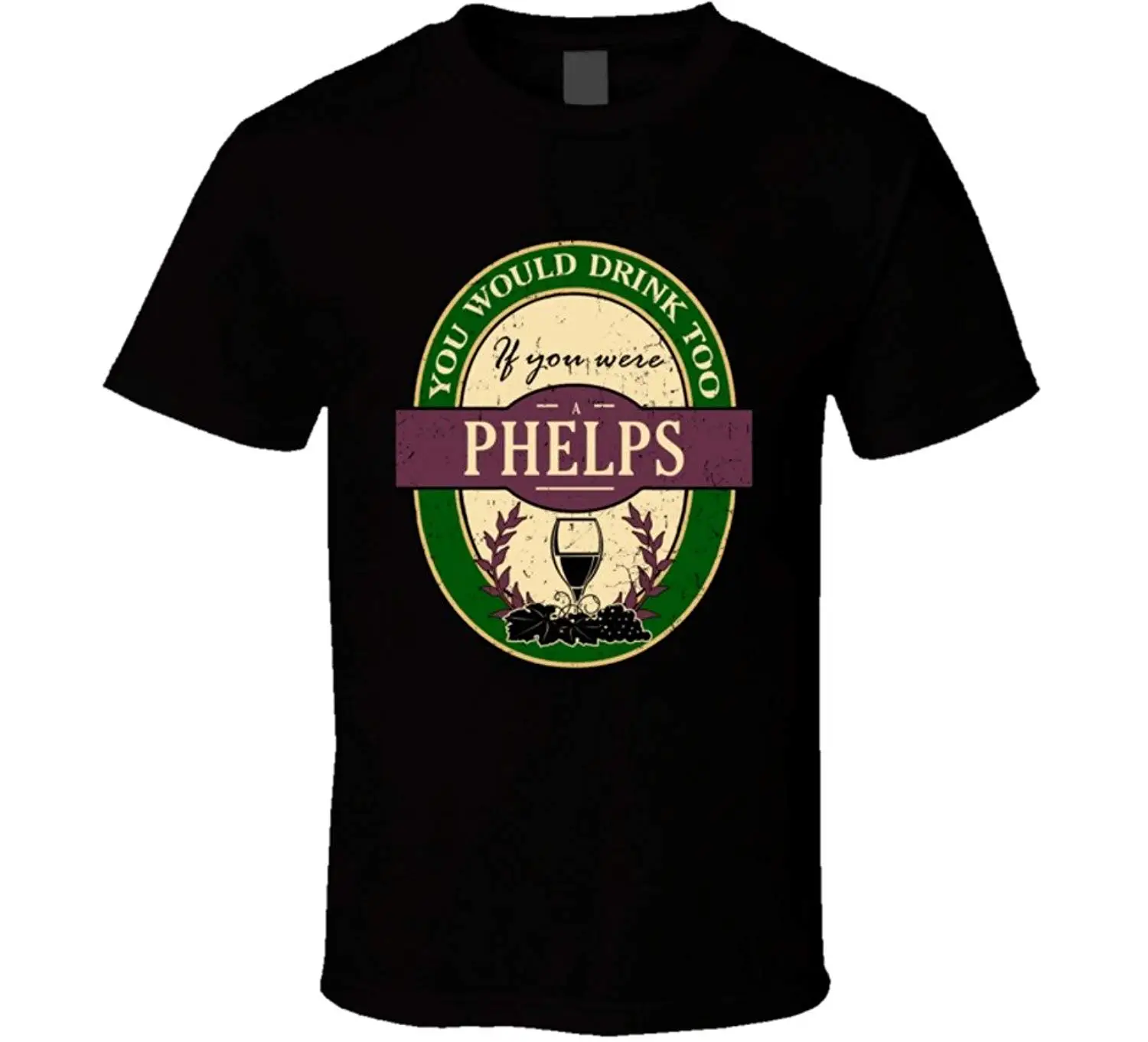 Too Phelps Wine Label Name Worn Look Brand Clothihng Top Quality
