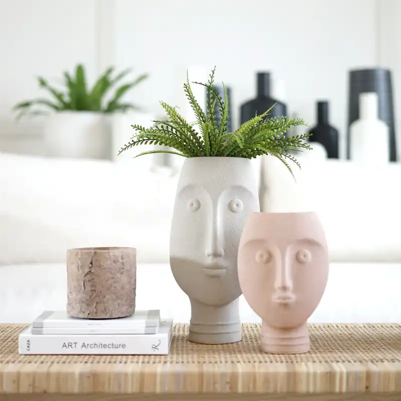 Nordic Creative Ceramic Vase Head Statue Handmade Decoration Home