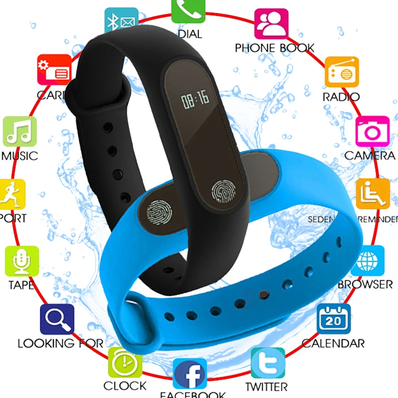 M2 Bluetooth Смарт Браслет мониторинг сердечного ритма водонепроницаемый фитнес