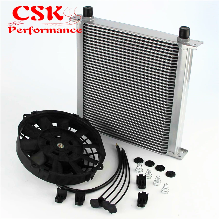 ^Cheap AN10 40 Row Aluminum Engine Oil Cooler w/ 7\ Electric Fan Fits For SUV / Van / Truck