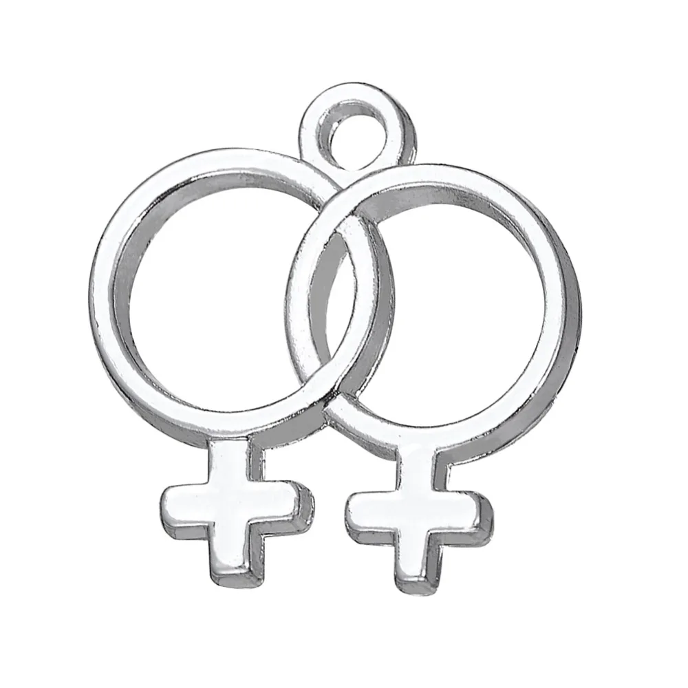 

my shape Gay Pride Jewelry Charm Silver Plated Pendants for Gay and Lesbian Female Symbol Jewelry DIY Making for Women 30pcs