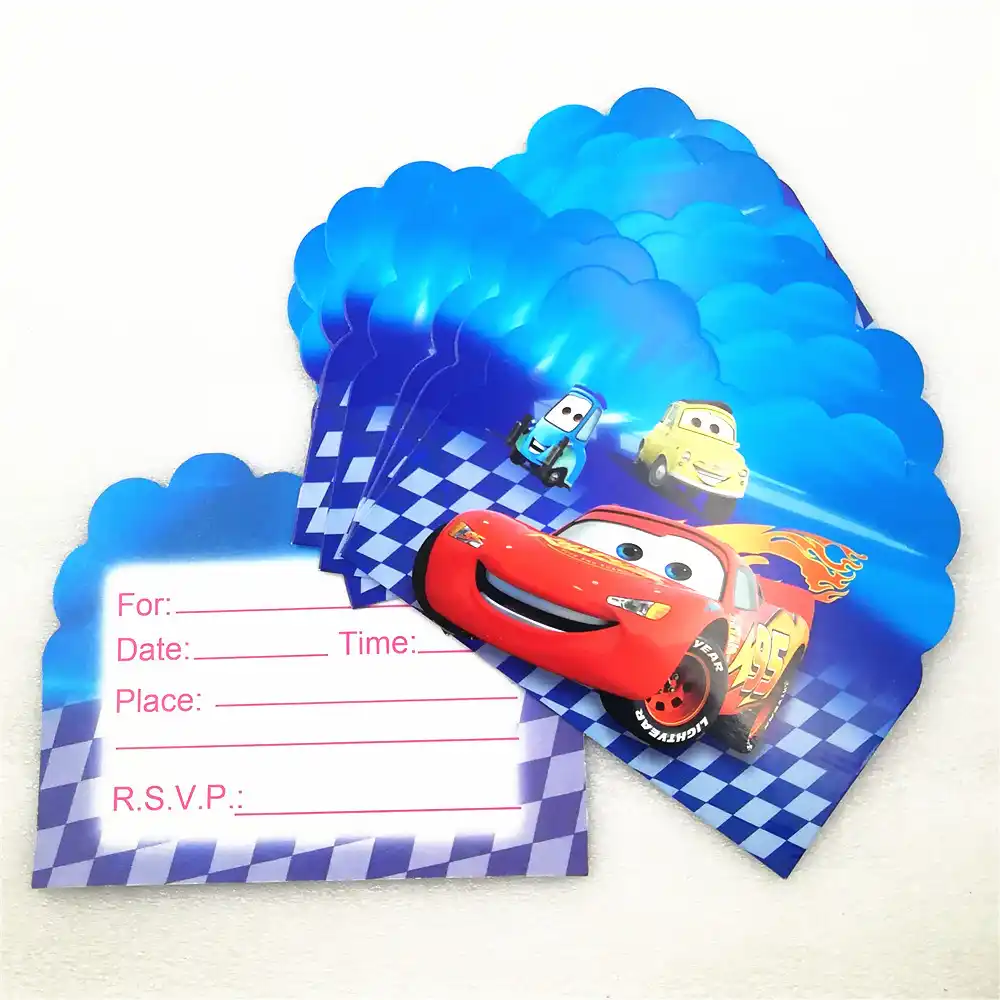 10pcs Set Lightning Mcqueen Party Supplies Invitation Card Kids Cars Party Decorations Boys Birthday Party Supplies Cards Invitations Aliexpress