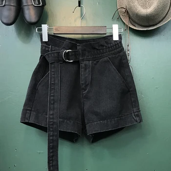 

2020 new summer high waist denim shorts women fashion elastic waist wide leg fashion loose jeans shorts