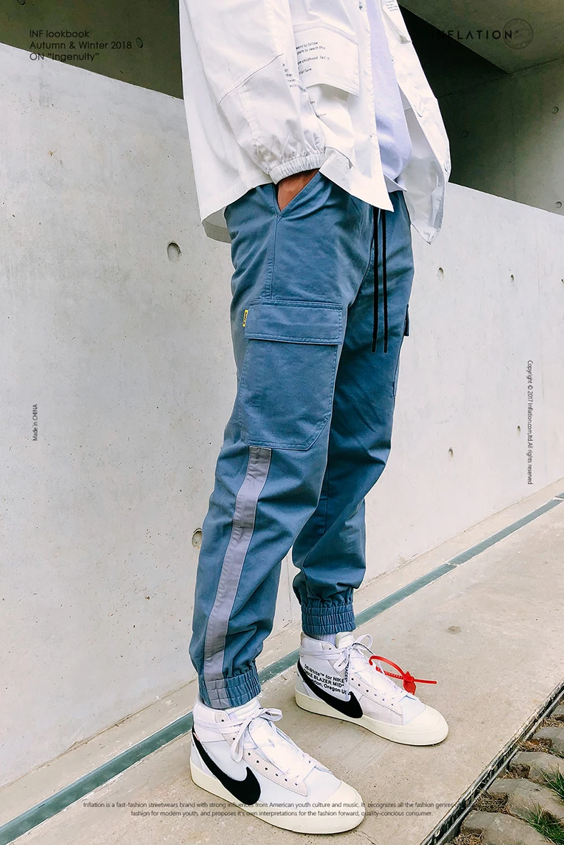 INFLATION Ankle Banded Pants Male Brand Trousers Mens Womens Casual Jogger Pencil Pants Streetwear Brand Clothing 8868W