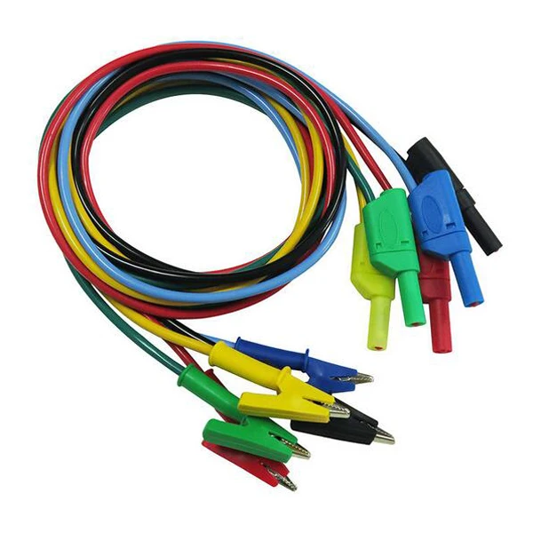 

P1018A 5Pcs 1M 4mm Silicone Banana Plug to Crocodile Alligator Clip Multimeter Test Probe Lead