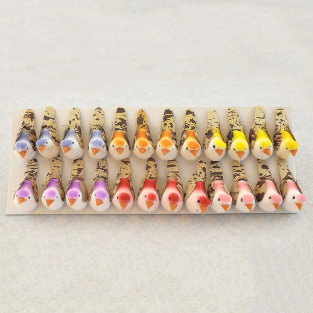 

New 24pcs Mini Colorful Foam Artificial Birds Handmade Craft For Home scrapbooking Festival Christmas Decoration 3cm*1.5cm