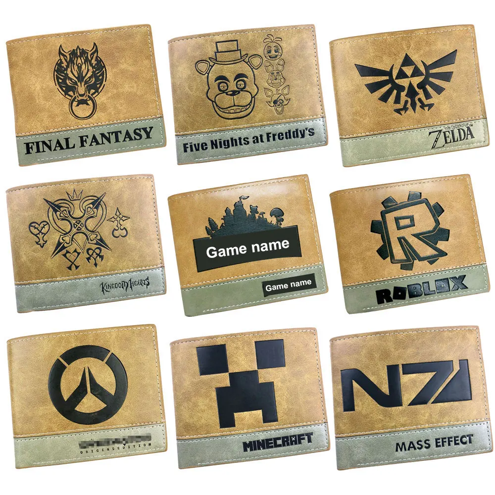 

New Games Creeper Wings Legend of zelda Roblox OW Vintage Leather Short Purse Male Men Wallet Credit Card Holder Gift Man Women
