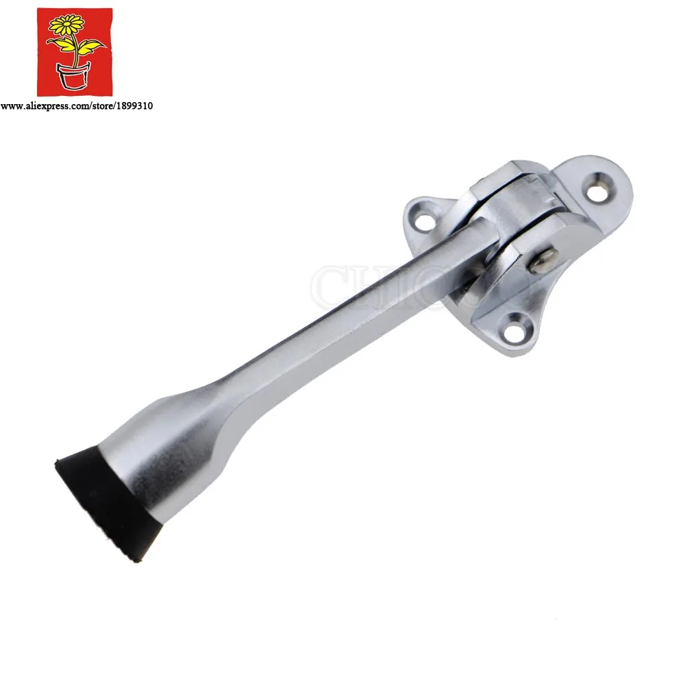 CHICOO Door Fittings Zinc Alloy Feet Kickdown Door Stopper Satin Chrome Lever Holder Rubber Stop Hardware door buffer
