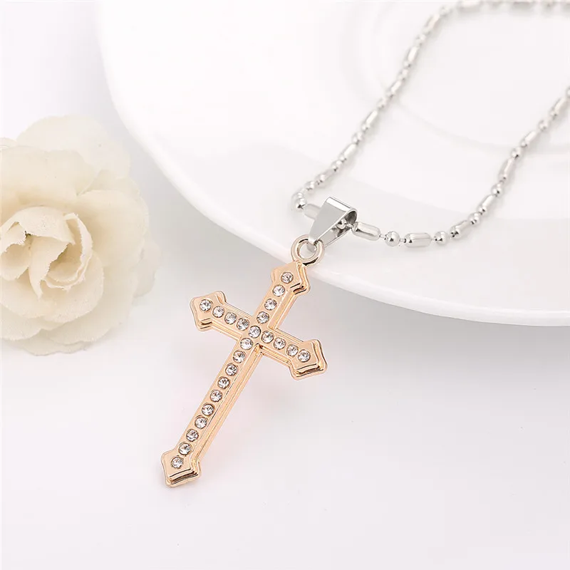 Новое модное ожерелье в форме Креста для женщин и мужчин золото серебро черный креативный крест кулон ожерелье с множеством кристаллов