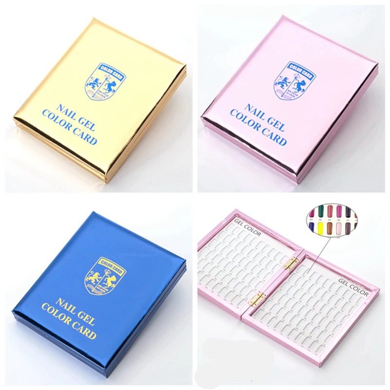 

120Colors Pink/Gold/Blue Nail Display Book PU Leather Nail Salon Gel Polish Colors Showing Book With 120Pcs Nail Tips