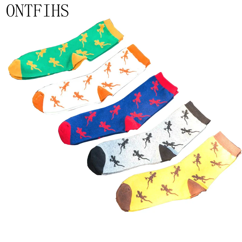 5 Pairs/Lot Colored Cotton Men Novelty Socks Personality Cartoon