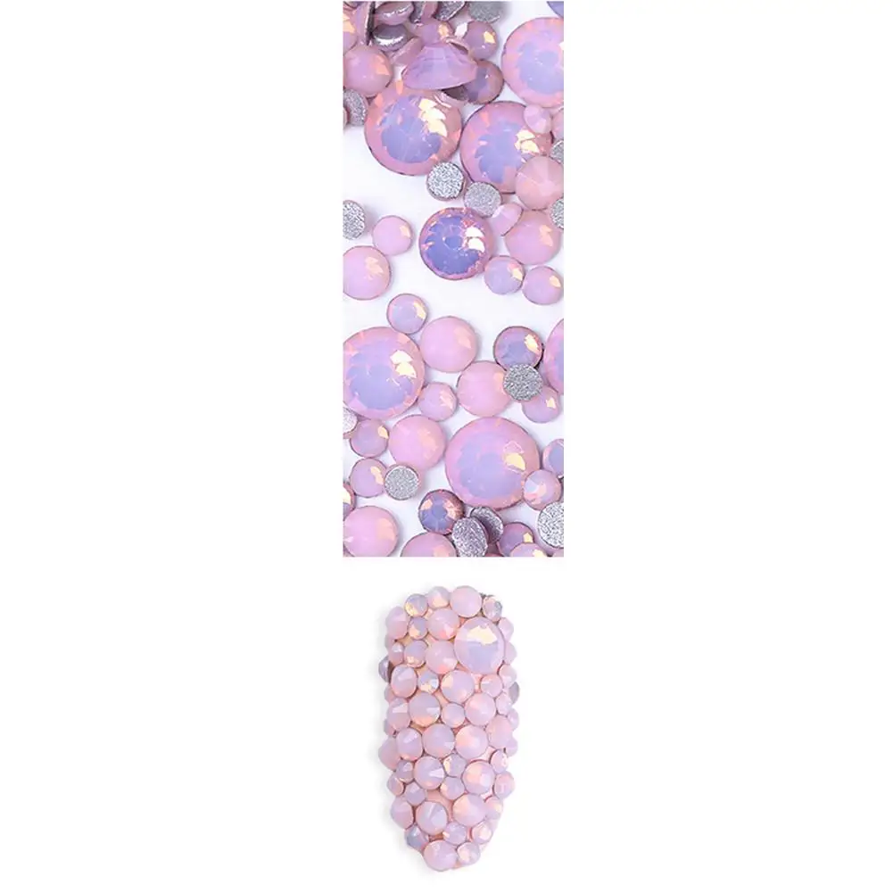 350pc Multiple specifications Opal Nail Rhinestones Flatback Crystal Stones Glass Gem For DIY UV Gel 3D Nail Art Decorations - Цвет: Protein Pink