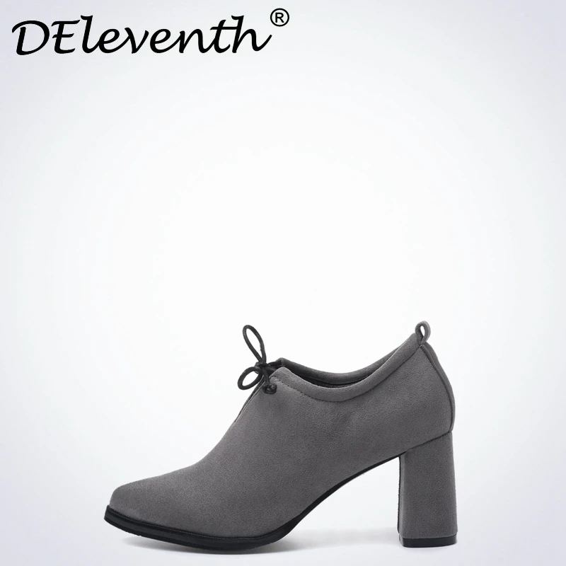 

2016 Spring Autumn Female Sexy Deep Shoes V Mouth Pointed Toe New Front Tie Waterproof Zichao Boots Leisure Concise Square Heel